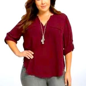 Torrid Burgundy Georgette Pullover Blouse